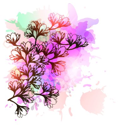 Sticker Magnolien auf mehrfarbigem Hintergrund