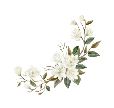 Sticker Komposition mit weißer Magnolie