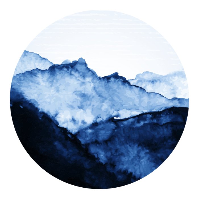 Sticker Traditionelle asiatische Tintenkunst mit Bergen. Vektorkunstabbildung.