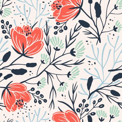 Sticker Muster mit lachsfarbenen Blumen