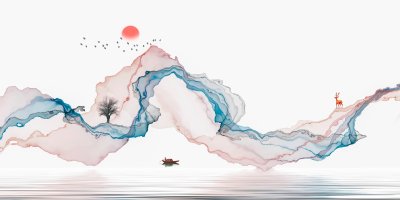 Fototapete Abstrakte Aquarell-Welle