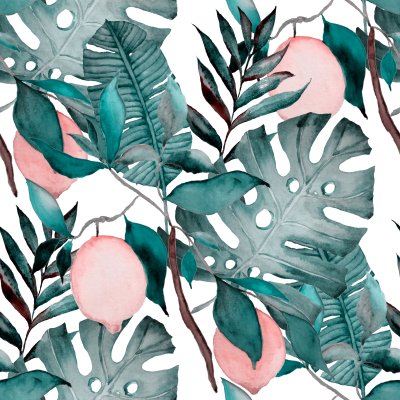 Fototapete Grüne Natur und rosa Elemente