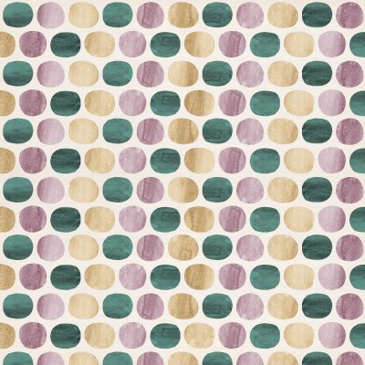 Sticker Abstraktes grafisches Muster von Punkten und von Ovalen im purpurroten, goldenen gelben und grünen Aquarell der Orchidee formt auf Sahnepapier Texturpapierhintergrund.