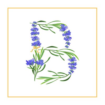 Sticker Lavendel in Form des Buchstabens B