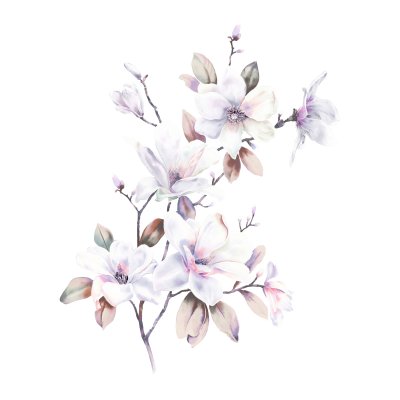 Sticker Mit Wasserfarben gemalte Magnolien