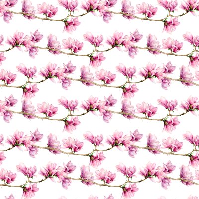 Sticker Muster mit Magnolienzweigen