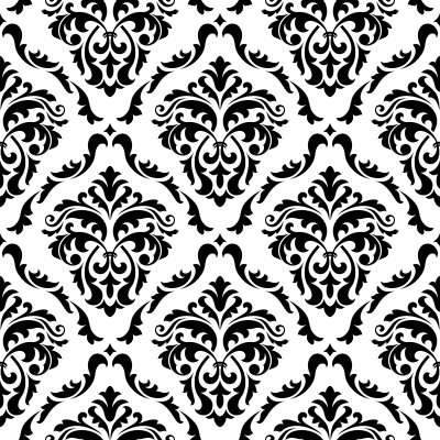 Sticker Mittelalterliches nahtloses mit Blumen in der Damastart für Design. JPEG-Version auch in der Galerie erhältlich