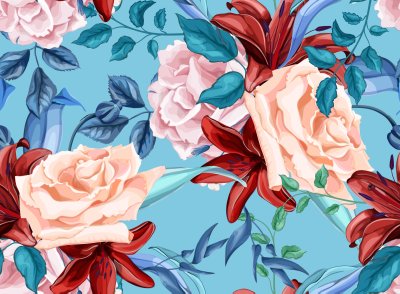 Bild Grafisches Muster mit Rosen