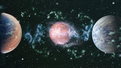 Fototapete Weltraum Planeten im Dunkeln