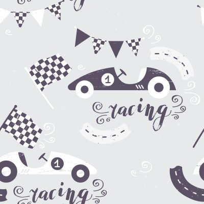 Sticker Vektor nahtloses Retro-Muster, Vintage-Rennwagen