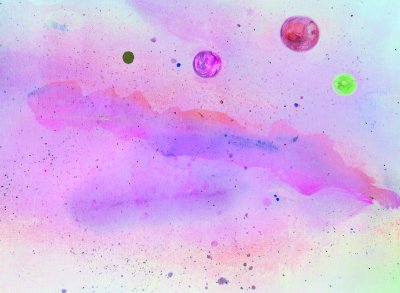 Sticker Weltraum in Rosa Aquarell-Illustration