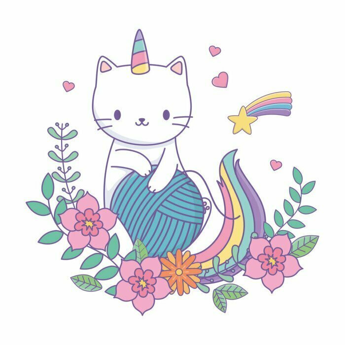 Sticker Unicorn cat cartoon vector design