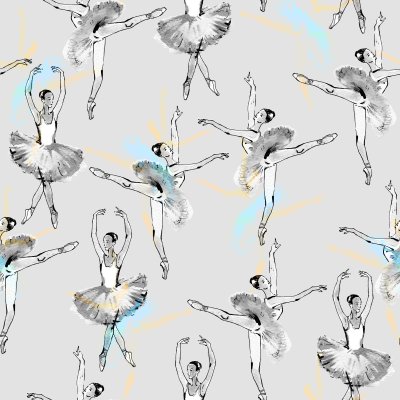 Tapete Mädchenhaftes Muster mit Ballerinen