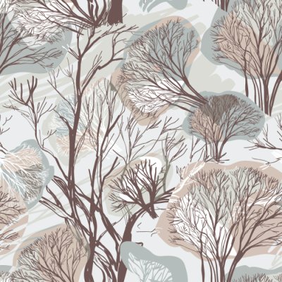 Sticker Nahtloses Muster mit Bäumen