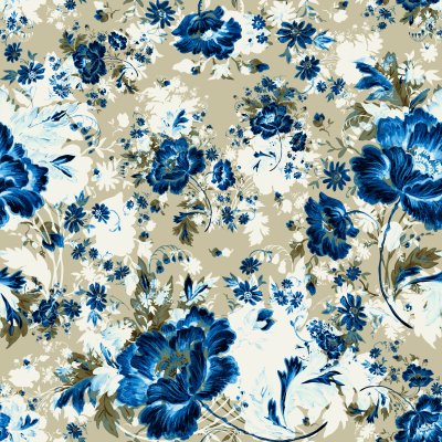 Bild Blaues Muster mit Blumen
