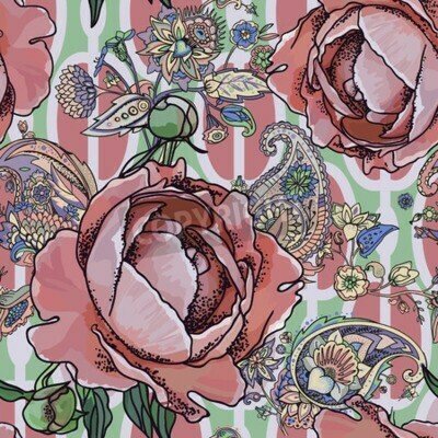 Bild Ornamental Muster mit Pfingstrosen