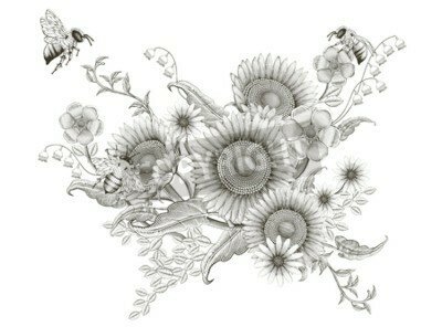 Bild Botanisches Motiv mit Bienen