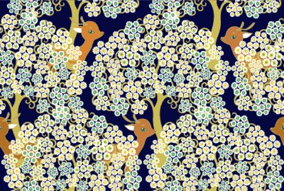 Tapete Kitz in einem geometrischen Wald