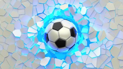 Fototapete Fußball auf beleuchteten Kacheln