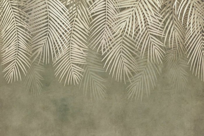 Fototapete Braune Palmblätter an der Wand