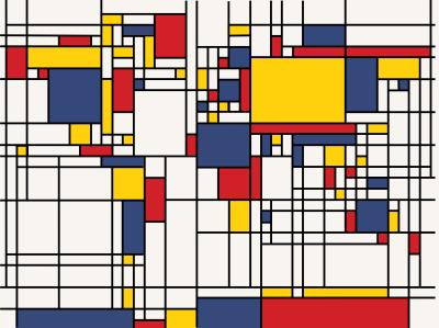 Fototapete The world map in colorful Mondrian style pattern