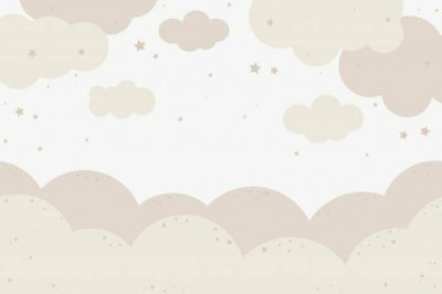 Fototapete Cute hand drawn clouds and stars. Baby vector illustration in pastel colors for decorating a kids room. Wall art of the nursery. Trendy design of air clouds for children's interior.