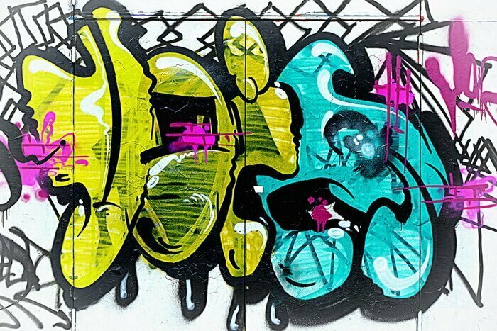 Fototapete Buntes Graffiti auf weißem Hintergrund