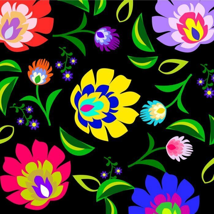 Sticker Traditionelle polnische Volksblumenmuster Vektor