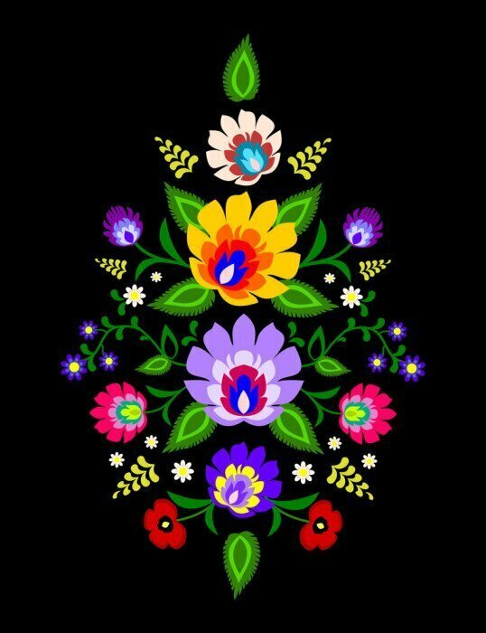 Sticker Traditionelle polnische Volks floralen Muster Vektor