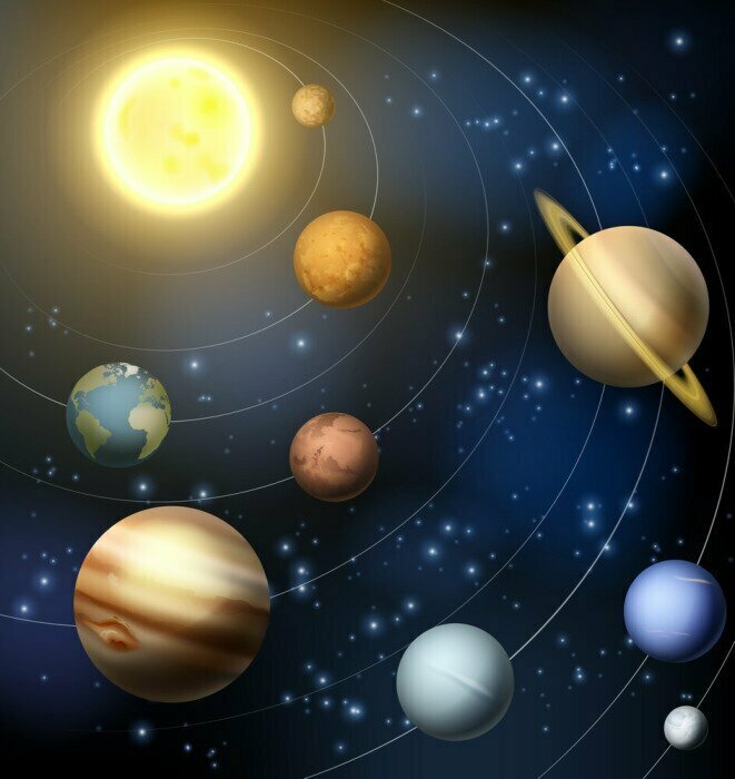 Fototapete Solar system planets illustration