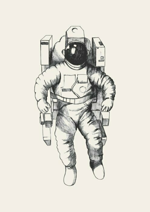 Sticker Sketch illustration of an astronaut
