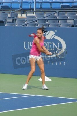 Poster Tennisspielerin während eines Spiels