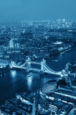 Poster London bei Nacht von der Vogelperspektive aus