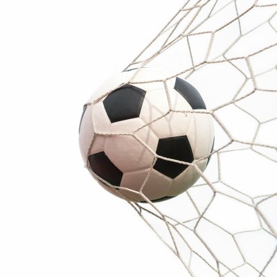 Fototapete Fußball im weißen Netz