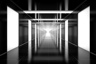 Fototapete Schwarzer Designer-Tunnel 3D