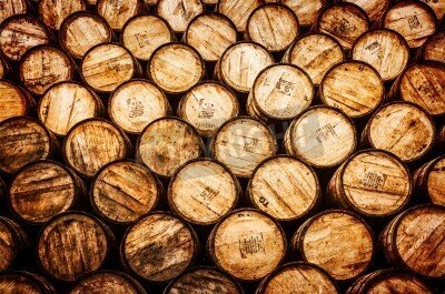 Fototapete Retro-Holzfässer