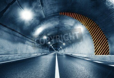 Fototapete Ein Autotunnel in Shanghai bei Nacht