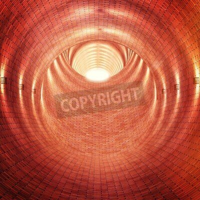 Fototapete Roter Tunnel 3D