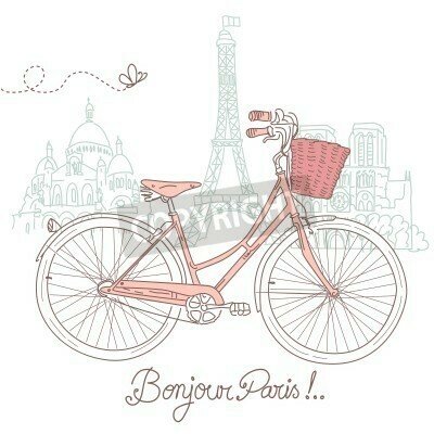 Fototapete Stadtfahrrad und Eiffelturm