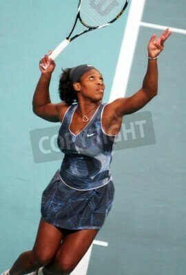Fototapete Serena Williams schlägt den Ball auf