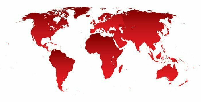Sticker World map red continents