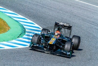 Fototapete Blauer Bolid in der Kurve