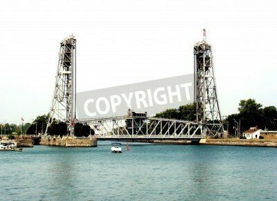 Poster Konstruktion der Brücke über dem Kanal