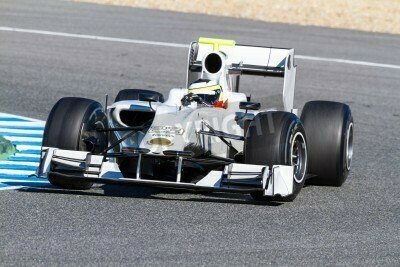 Fototapete Weißer Bolid auf spanischer Rennstrecke