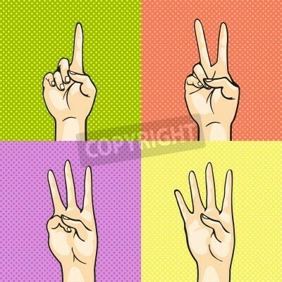 Fototapete Gesten mit Pop-Art-Händen gezeigt