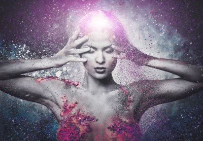 Fototapete Frau und abstrakter Hintergrund