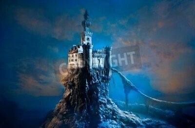 Fototapete Abstraktes Schloss auf Felsen