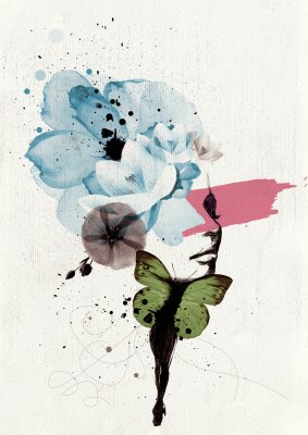 Fototapete Mädchenhaftes abstraktes Porträt