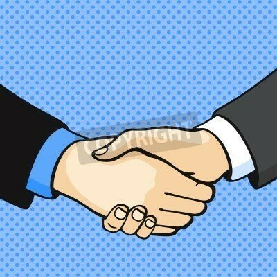 Fototapete Händedruck im Pop-Art-Stil