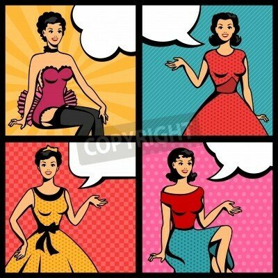 Fototapete Vier Frauen im Pop-Art-Stil